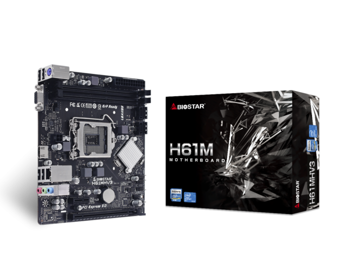 BIOSTAR MOTHERBOARD 61 (H61MHV3) (FOR INTEL)